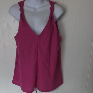 Bobeau Fuchsia Knot Strap Tank Top